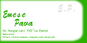 emese pava business card